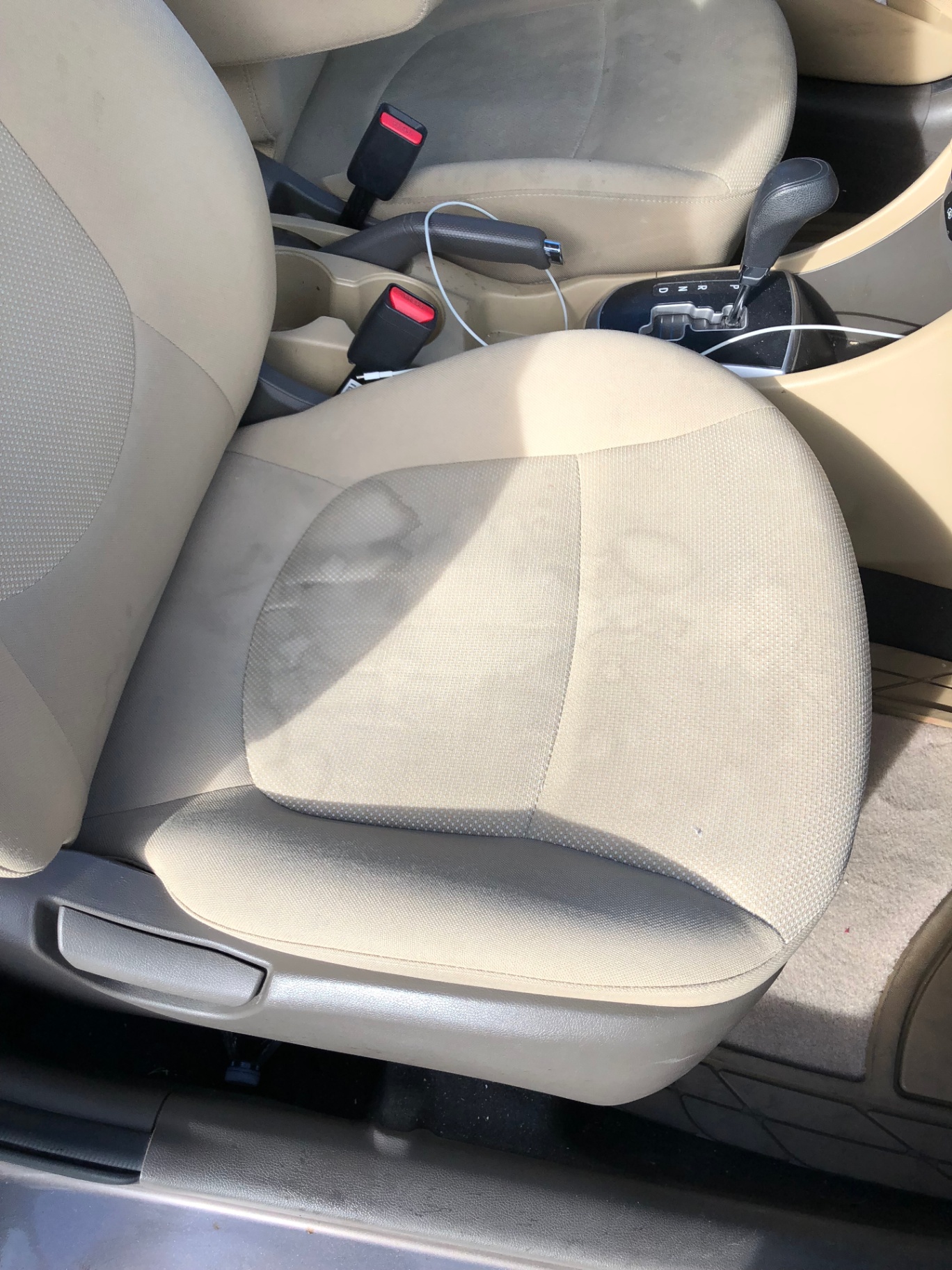 Interior Shampoo (Front Seat) — Before