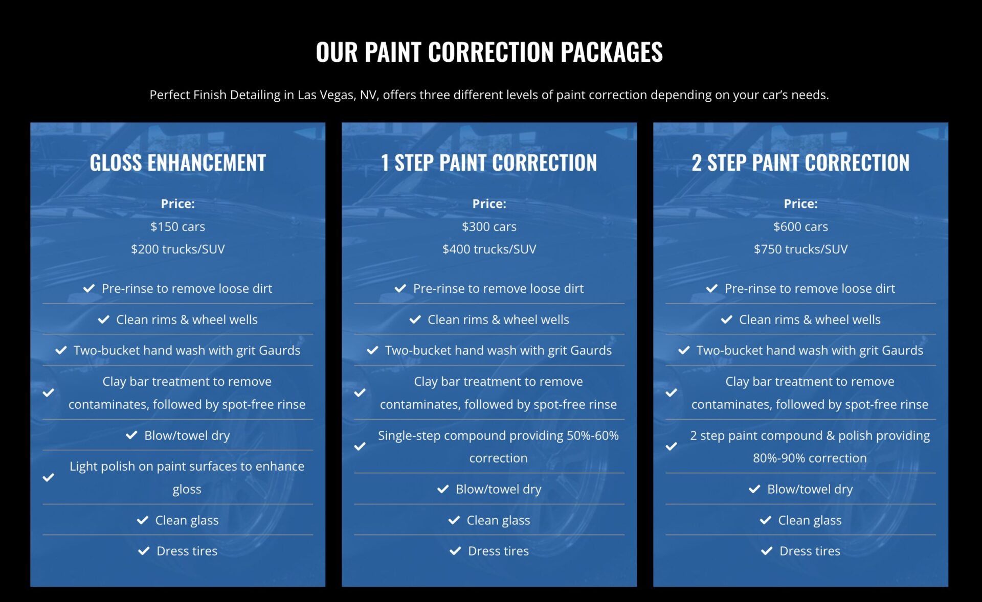 paint correction packages